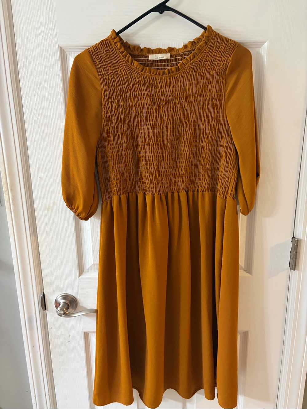 Women’s Mustard Smocked Bodice Dress